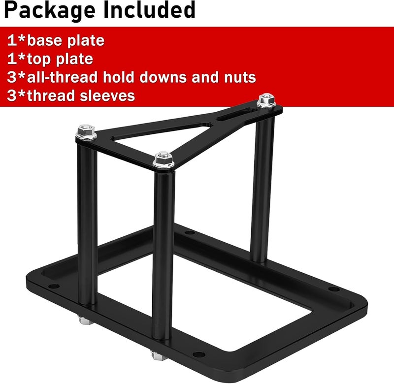 BOMLING Battery Tray Hold Down, Universal Billet Aluminum Trunk Relocation Box fit for Optima Race Racing Mount Red Yellow Blue Top 34 34R 34/78 D34 D34/78 34M D34M, Black - Image 3